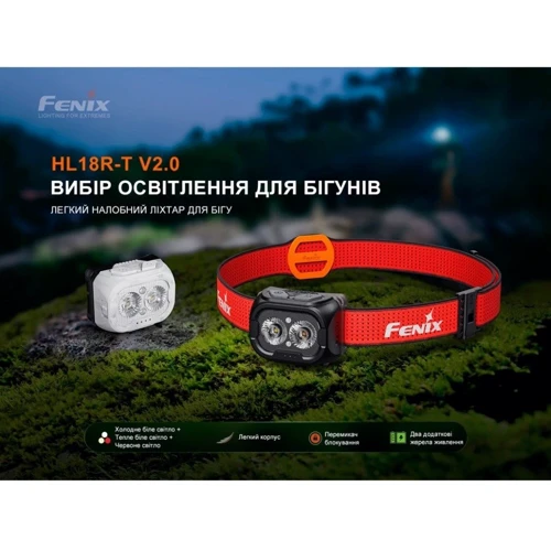 Фонарь туристический Fenix HL18R-T V2.0 черный (HL18RT20BL): Тип Налобный