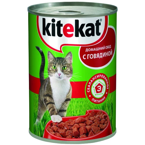 Вологий корм для котів Kitekat з яловичиною 400г (9003579306550)