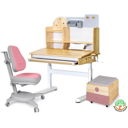 

Комплект (L) Mealux Cтол Timberdesk Wood S Тумба BD-920-2 Pn + Кресло Onyx Dpg (BD-685 S+ box Bd 920-2 PN+Y-110 DPG)