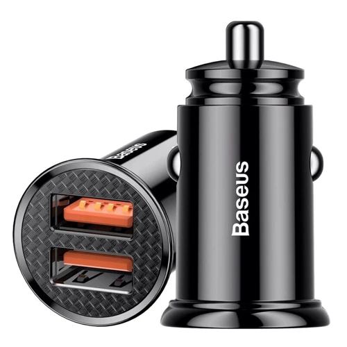 Зарядний пристрій Baseus USB Car Charger Circular Plastic 2хUSB 3.0 30W Black (CCALL-YD01)