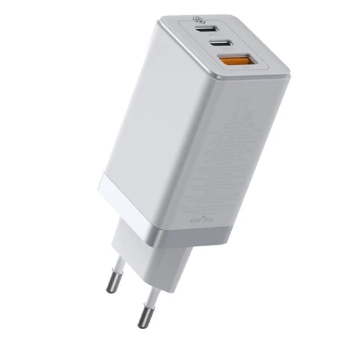 Зарядний пристрій Baseus Wall Charger GaN2 2xUSB-C+USB 65W White (CCGAN-B02): Кількість USB-портів 3