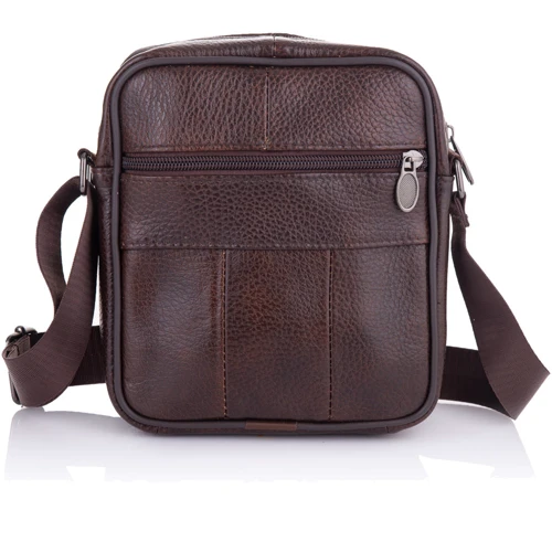 Мужская сумка через плечо Buffalo Bags коричневая (SHIM505C-brown): Фактура Матовая, Зернистая