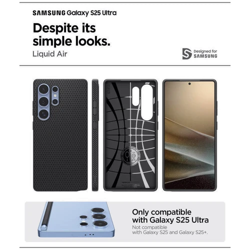 Чехол для телефонов Spigen Liquid Air Matte Black (ACS08953) for Samsung S938 Galaxy S25 Ultra фото 13