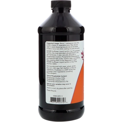NOW Foods SUNFLOWER LIQUID LECITHIN 16 FL OZ Лецитин: Форма выпуска Жидкость