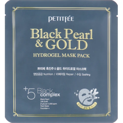 

Petitfee Black Pearl & Gold Hydrogel Mask Pack Гидрогелевая маска с золотом и черным жемчугом