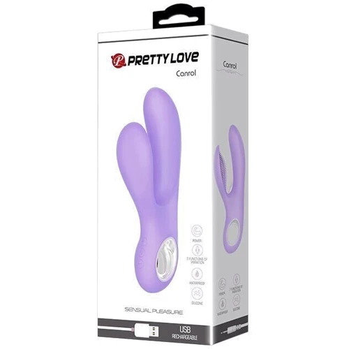 Перезаряжаемый вибратор с клиторальным стимулятором PRETTY LOVE CANROL BI-014542-2