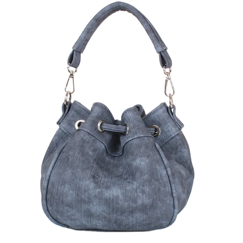 Женская сумка бакет-бэг Laskara темно-серая (LK10195-denim-grey): Материал Искусственная кожа