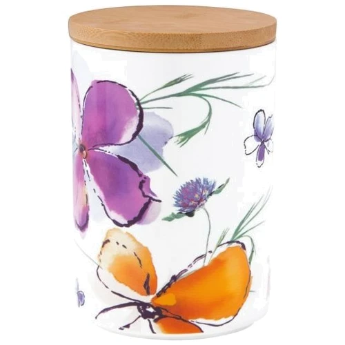Банка Krauff Aquarelle для сипучих 1л 16 см з бамбуковою кришкою (25312)
