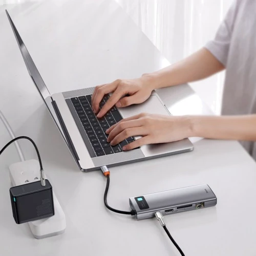 Адаптер Baseus Adapter USB-C to 3xUSB3.0+HDMI+TF+SD+USB-C+VGA+RJ45 Gray (CAHUB-CU0G) фото 5