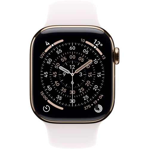 Apple Watch Series 11 GPS + Cellular 42mm Gold Titanium Case with Light Blush Sport Band - M/L (MF8X4)