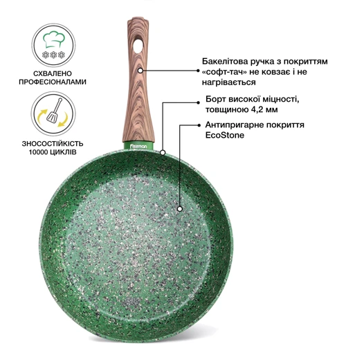 Сковорода Fissman Malachite 20x4.5 см (4310): Матеріал ручки Бакелит