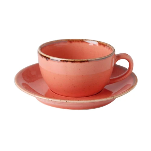 Чашка чайна Porland Seasons Orange 200 мл із блюдцем 160 мм у наборі (213-222105.O)