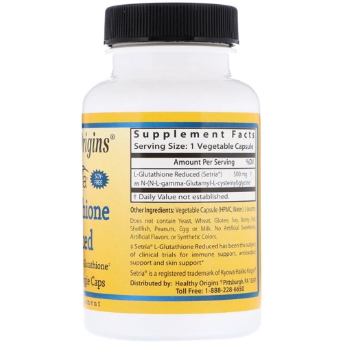 Healthy Origins L-Glutatione Setria 500 mg 60 caps L-глутатіон: Тип глутатіон