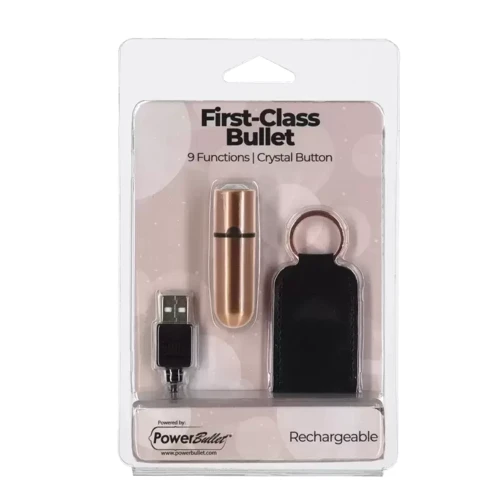 Вибропуля PowerBullet - First-Class Bullet 2.5" with Key Chain Pouch, Rose Gold
