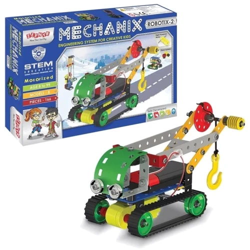 Металлический конструктор Zephyr Robotix №2 с электромотором 166 елементов 8 моделей (01063)