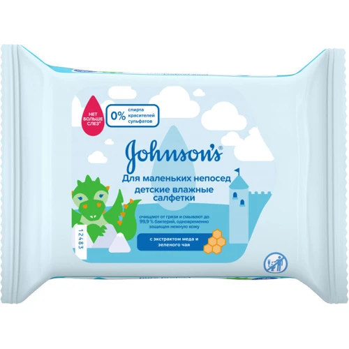 Johnson's Baby Pure Protect Антибактеріальні дитячі вологі серветки "Для маленьких непосид"