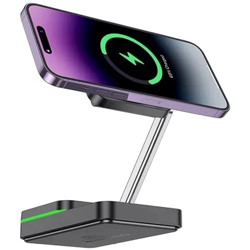 Зарядное устройство Hoco Wireless Charger CQ10 Consuelo Folding 3in1 Black for iPhone 16 I 15 I 14 I 13 I 12 series: Особенности MagSafe, Для Apple Watch