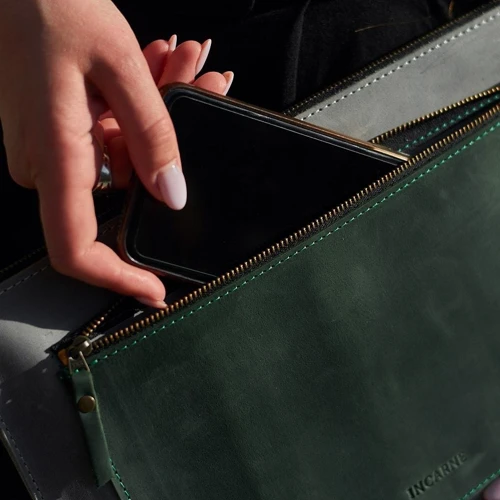 INCARNE Handmade Mocco Gray/Green for MacBook Air 13": Тип чехла чехол-папка