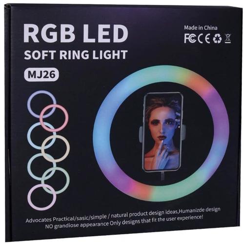 Кольцевая LED лампа RGB MJ-26, 200 диодов, 26 см Черный: undefined undefined