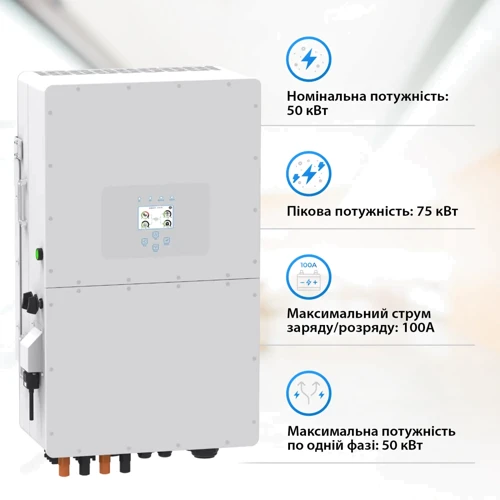 Система хранения энергии Deye SUN-50K-SG01HP3-EU-BM4-BOS-G10-61.44kW-LFP 50kW 61.44kWh 1BAT LiFePO4