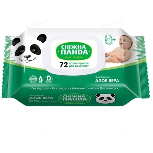 Салфетки влажные Сніжна панда Алоэ для младенцев 64 шт