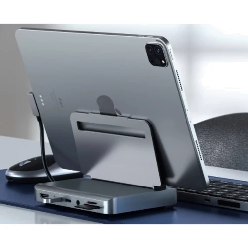 Адаптер Satechi Adapter Aluminum USB-C to USB-C+HDMI+SD+3.5mm+USB Space Gray for iPad Pro (ST-TCSHIPM) фото 7