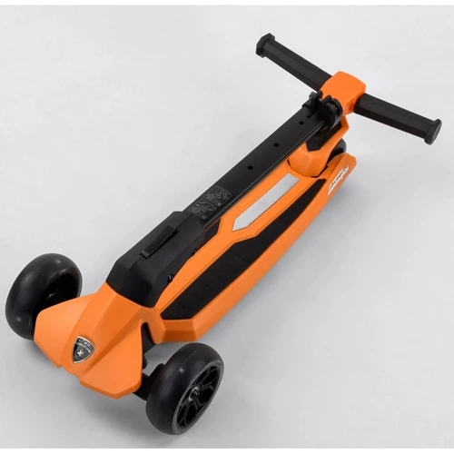 Самокат Lamborghini триколісний складаний алюмінієвий кермо, колеса PU зі світлом Orange / Black (102314): Матеріал коліс поліуретан