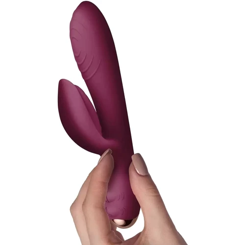 Вибратор-кролик Rocks-Off Every Girl Burgundy, два мотора, разноцветная LED-подсветка, мощный
