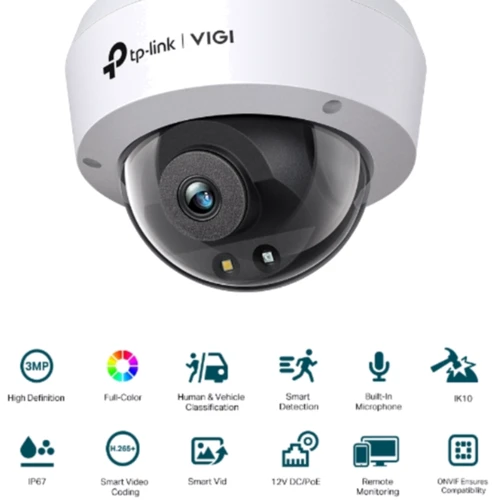IP-камера відеоспостереження TP-Link VIGI C230 (2.8mm): Тип корпуса купольная