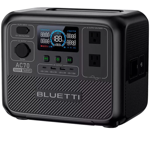Зарядная станция Bluetti AC70 768Wh 1000W UA: Выходы потребителей 220V, USB-A, USB-C, Автоприкуриватель