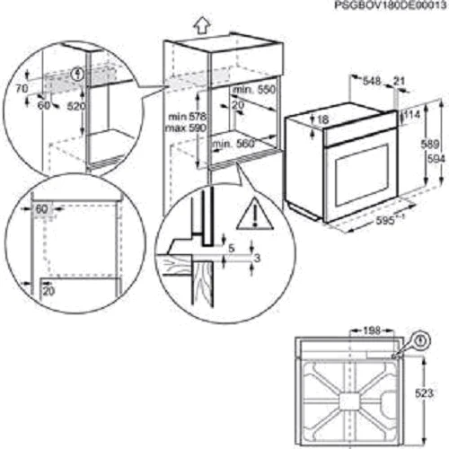 Духовой шкаф электрический Electrolux KODEC70X: Размеры 59.4х59.6х56.9 см