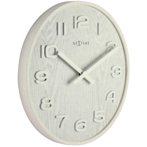 Настінний годинник NeXtime Wood Wood Medium, білий Ø36 см (3096WI) фото 2