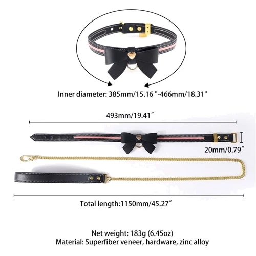 Нашийник з повідцем LOCKINK Sevanda Love Heart Butterfly Leather Collar Set - Black