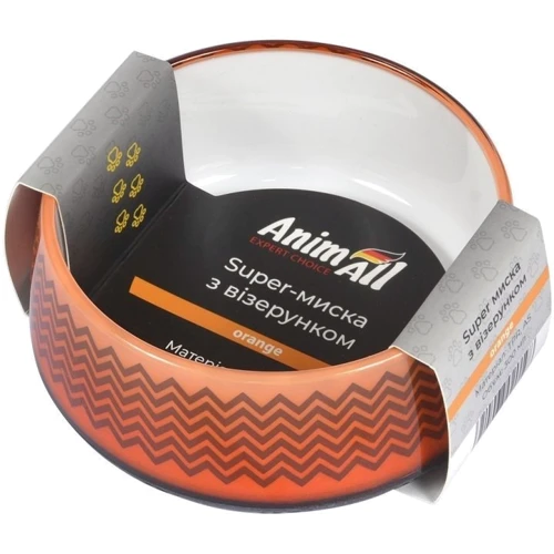 Супер миска для собак AnimAll 0198 с узором PS05020 оранжевая 300мл (156,584): Тип Миски