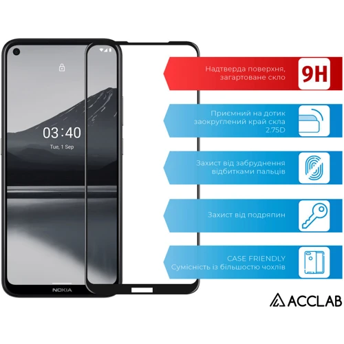 Аксессуар для смартфона ACCLAB Tempered Glass Full Glue Black for Nokia 3.4 фото 4
