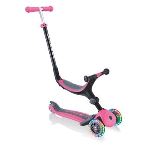 Самокат Globber серии Go up foldable plus розовый, колеса с подсветкой, 20/50кг, 1+ 3 колеса