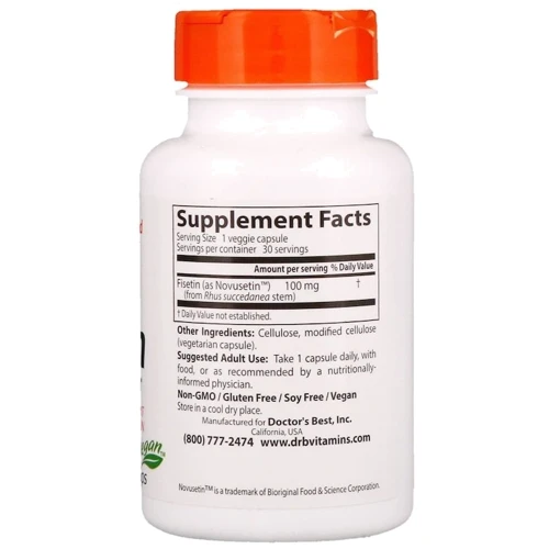Doctor's Best, Fisetin with Novusetin, 100 mg, 30 Veggie Caps (DRB00227): Форма выпуска Капсулы