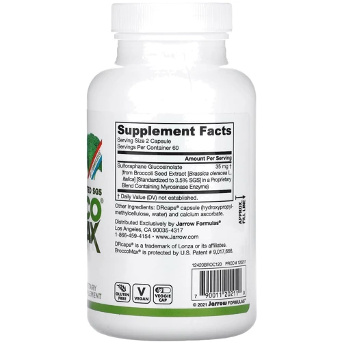 Jarrow Formulas BroccoMax Myrosinase Activated Экстракт брокколи 120 веганских капсул: Форма выпуска Капсулы