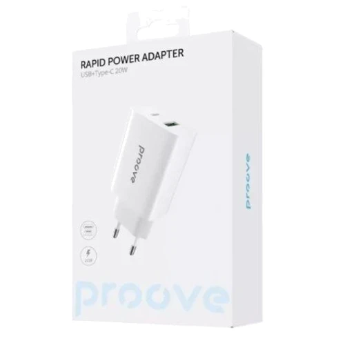 Зарядний пристрій Proove Wall Charger USB-C+USB Rapid 20W White (WCRP20110002) фото 4