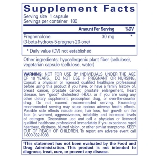 Pure Encapsulations Pregnenolone Прегенолон 30 мг 180 капсул: Форма выпуска Капсулы
