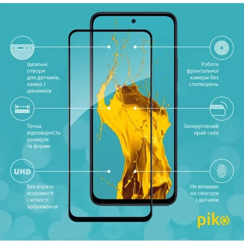 Piko Tempered Glass Full Glue Black for Xiaomi Redmi 13: Тип защитное стекло