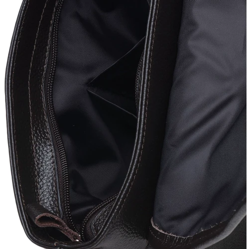 Чоловіча сумка планшет Borsa Leather темно-коричнева (k10013-brown): Застібка Блискавка