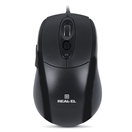 Мышь REAL-EL RM-290, USB, black: Эргономика для правой и левой руки