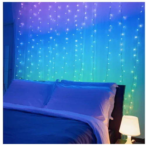 Гирлянда Smart LED Twinkly Curtain RGBW 400 Gen II IP44 1.45 х 2.1м кабель прозрачный: Тип Линейная