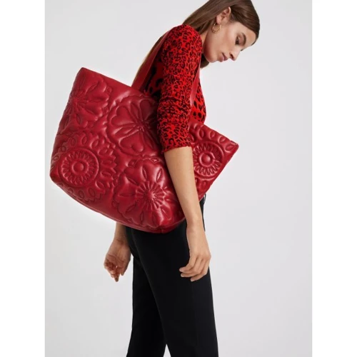 Женская сумка шоппер Desigual красная (8445110228586): Фактура Тиснение, Матовая