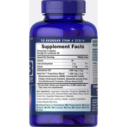 Puritan's Pride Double Strength Glucosamine, Chondroitin & MSM 240 caps (PTP-27814): Тип Глюкозамін