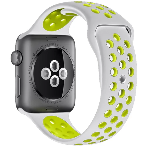 Аксесуар для Watch COTEetCI W12 Nike Band Silver/Volt (WH5216-TS-YL) for Apple Watch 38/40/41mm