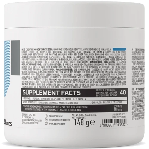 Креатин OstroVit Creatine Monohydrate 3300 120 caps / 30 servings: Форма выпуска Капсулы