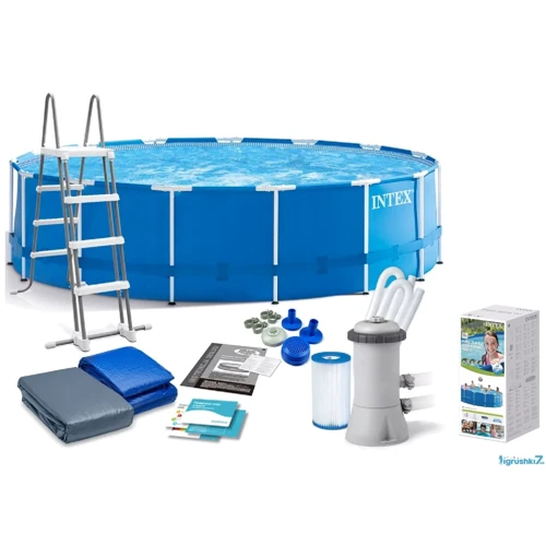 Intex Бассейн каркас 28242 фильтр-насос (3785 л/час), 457х122 см, 16805 л, лестница, тент, подстилка фото 7