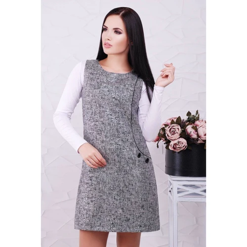 Платье FashionUp PL-1559B-42 42 серое повседневное до середины бедра